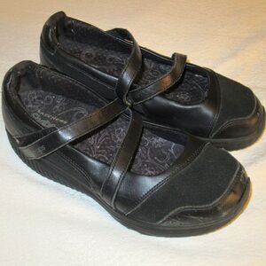 Skechers Women Black Leather Shape-Ups Shape Up Walking Mary Jane Shoes Sz 8